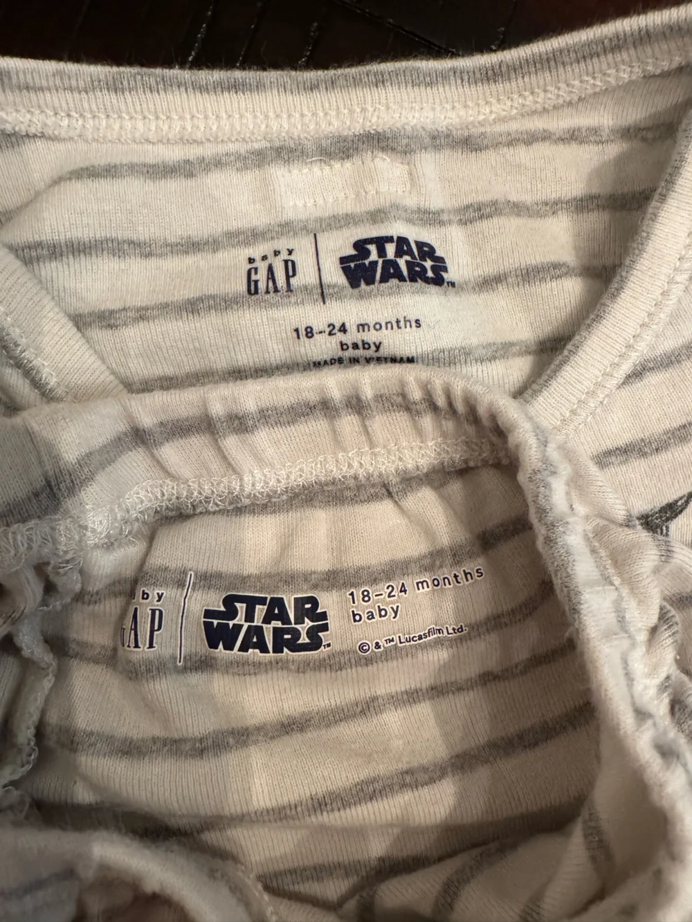 Future Jedi Striped Baby Set - Cream & Gray size 18-24 months